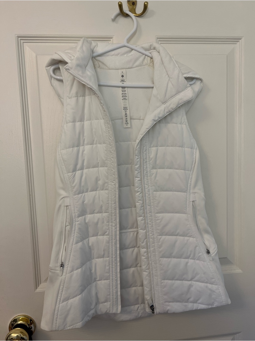 lululemon athletica White Quilted Hooded Puffer Vest